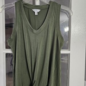 Green Gathered Waist Vneckbtank Top! Size Small!